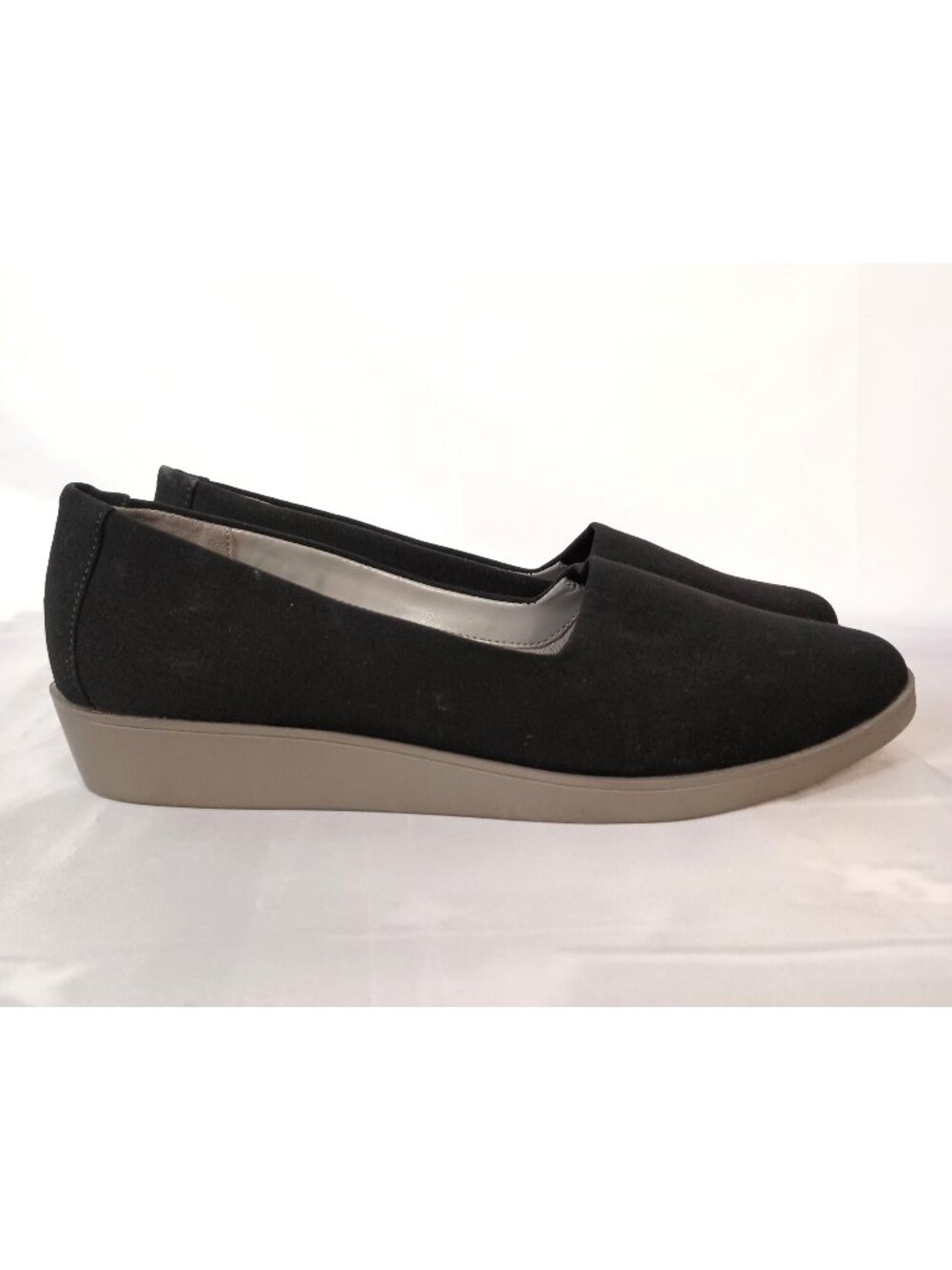 Aerosoles A2 Leverage Black Wedge Loafers Slip On Comfort Shoes 7.5